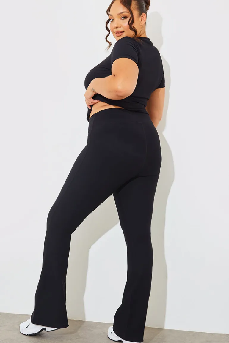 High Waist Kick Flare Rib Trouser