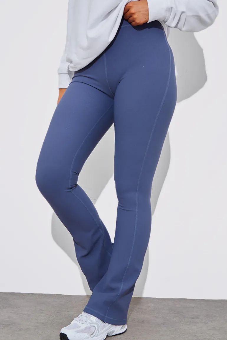 High Waist Kick Flare Rib Trouser