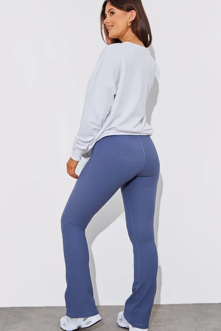 High Waist Kick Flare Rib Trouser