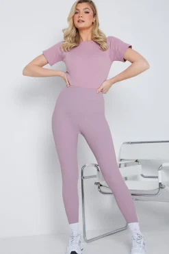 High Waisted Sculpting Ribbed Leggings