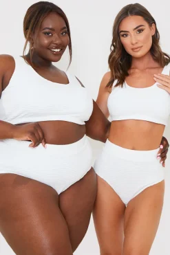 High Waisted Towelling Control Bikini Bottoms