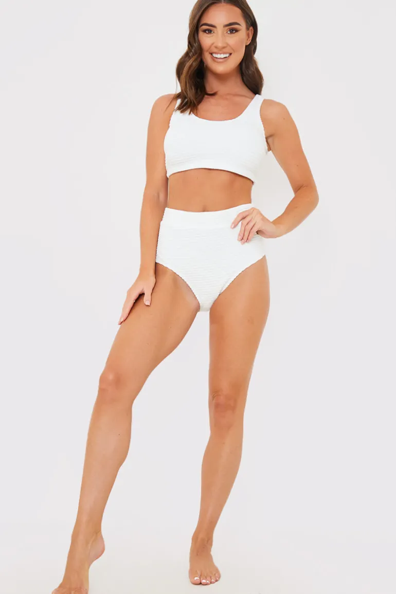 High Waisted Towelling Control Bikini Bottoms