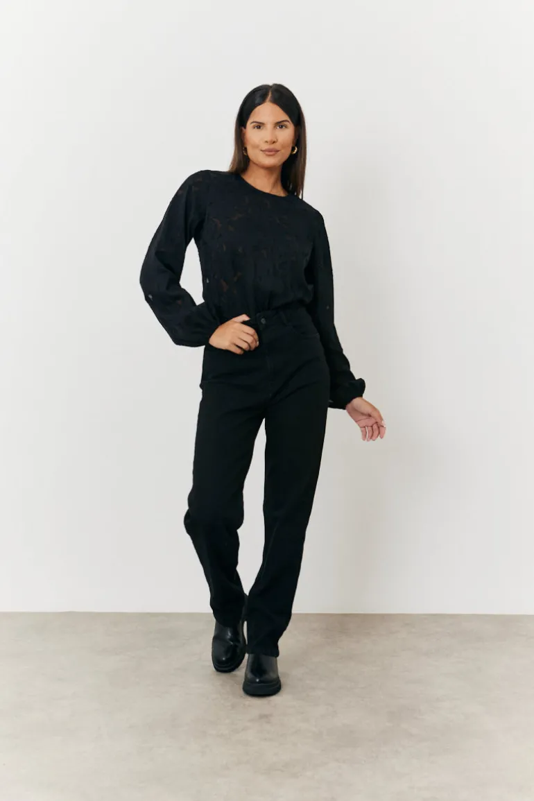 Jacquard Balloon Sleeve Bodysuit