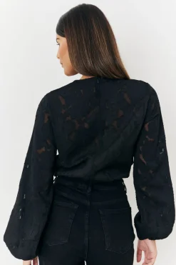 Jacquard Balloon Sleeve Bodysuit
