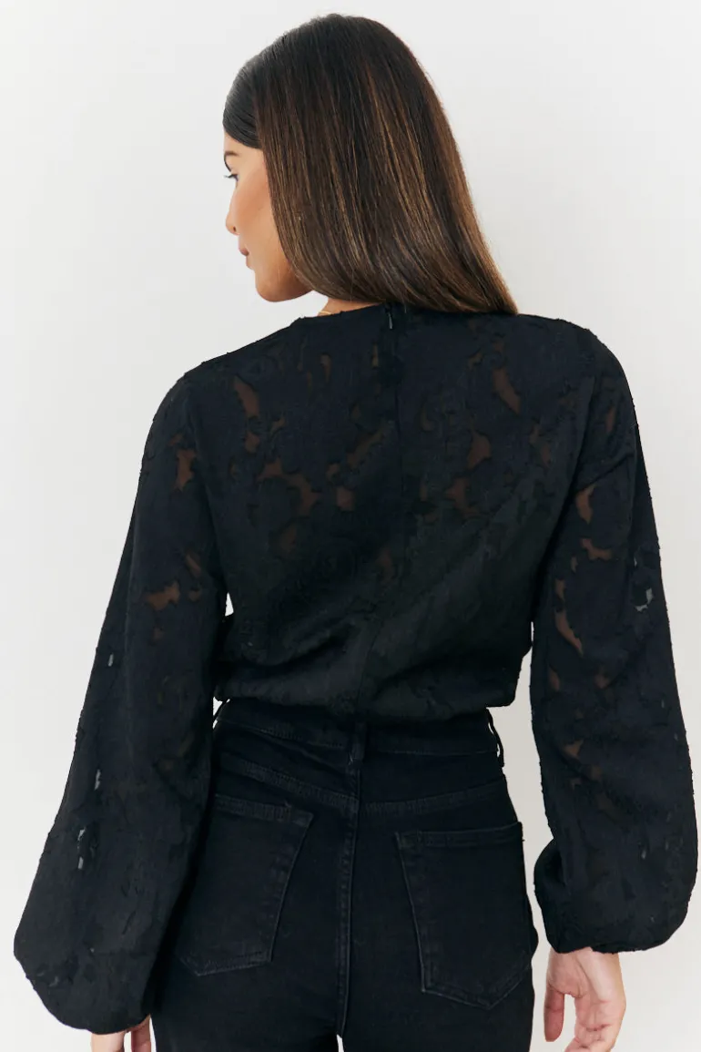 Jacquard Balloon Sleeve Bodysuit