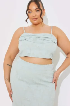 Jacquard Draped Cami Co-Ord Crop Top