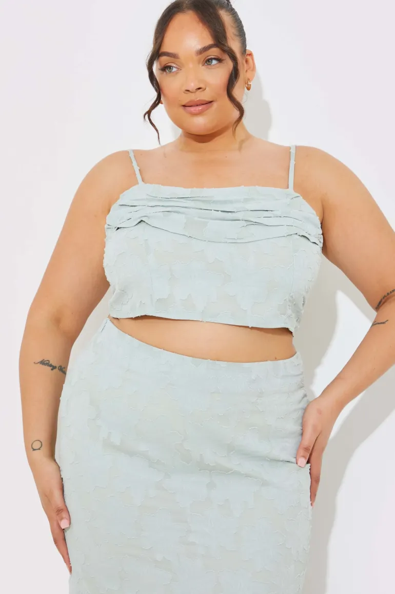 Jacquard Draped Cami Co-Ord Crop Top