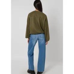 Khaki Suede Bubble Hem Jacket