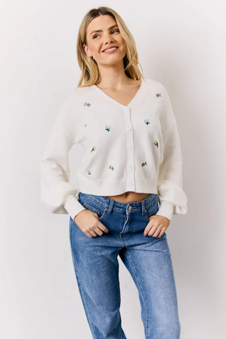 Knitted Embroidered Cardigan