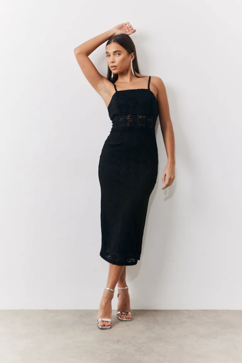 Lace Bandeau Midi Dress