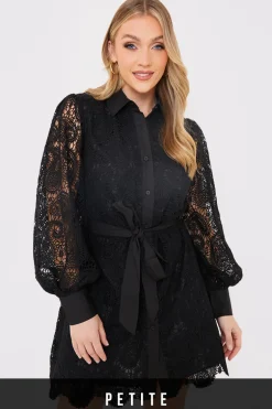 Lace Belted Shirt Dress