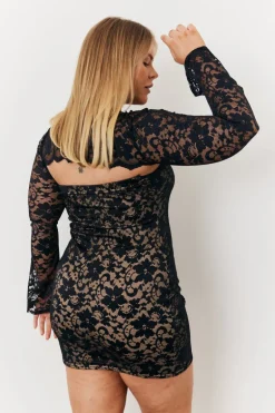 Lace Mini Dress With Removable Sleeves