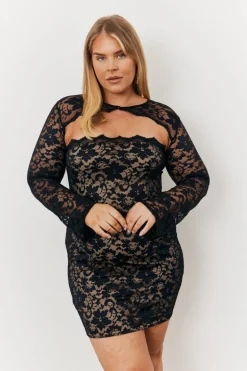 Lace Mini Dress With Removable Sleeves
