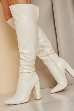 Leather Look Knee High Boots