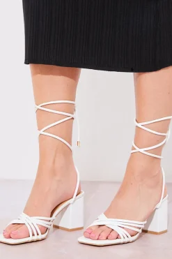 Leather Look Strappy Heel Sandals