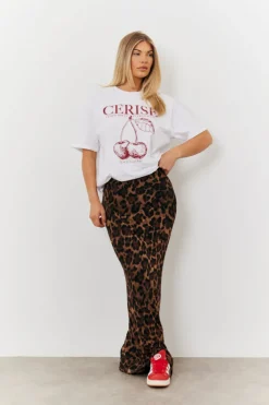 Leopard Mesh Maxi Skirt