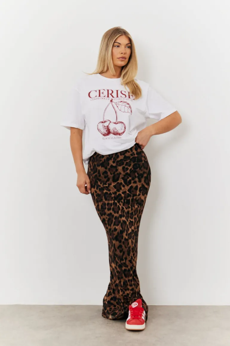 Leopard Mesh Maxi Skirt