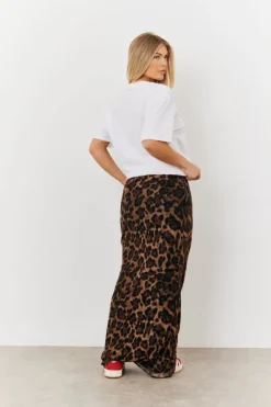 Leopard Mesh Maxi Skirt