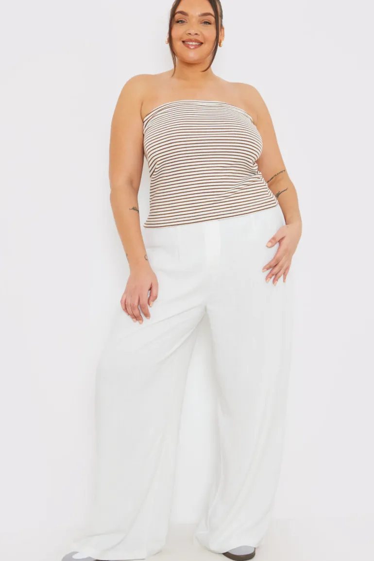 Linen Look Wide Leg Trousers