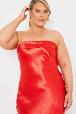 Liquid Satin Bandeau Cut Out Back Maxi Dress