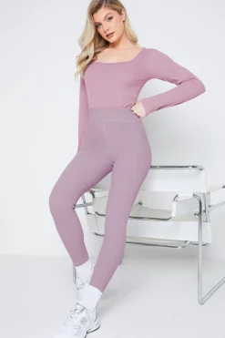 Long Sleeved Ribbed Square Neck Bodysuit