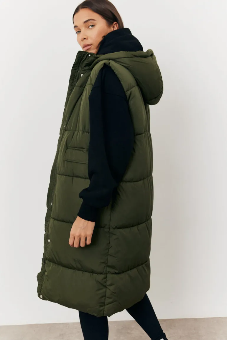 Longline Hooded Puffer Gilet