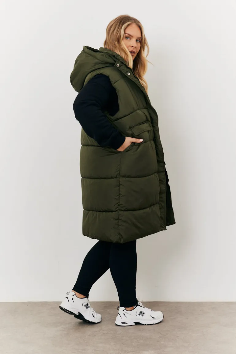 Longline Hooded Puffer Gilet