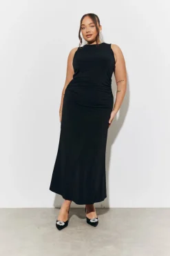 Magic Sculpting High Neck Ruched Maxi Dress