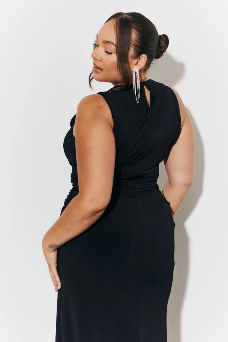 Magic Sculpting High Neck Ruched Maxi Dress