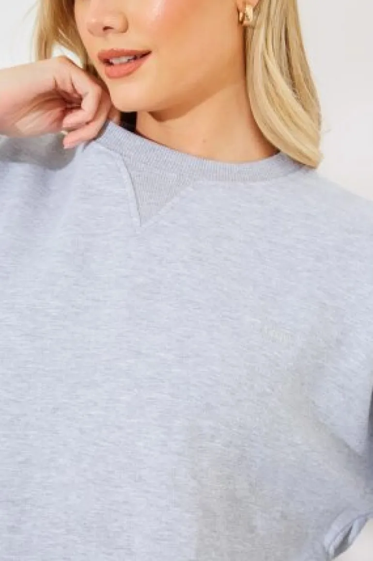 Marl Crew Neck Fleeceback Sweater