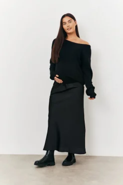Maternity Satin Slip Midaxi Skirt