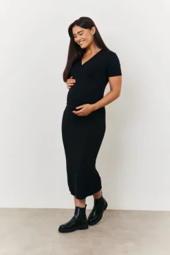 Maternity Short Sleeve Midi Wrap Dress