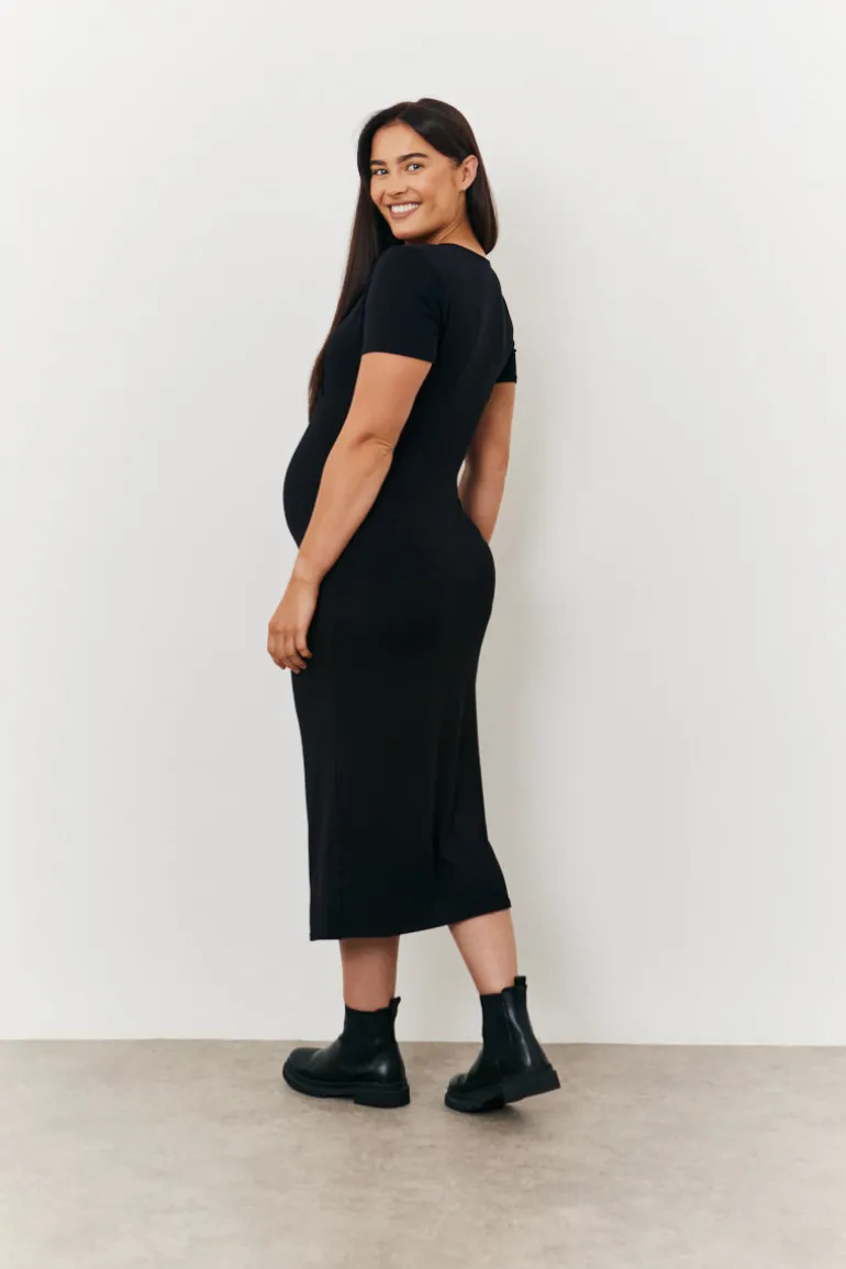 Maternity Short Sleeve Midi Wrap Dress