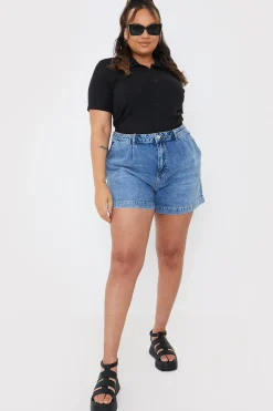Mid Wash Denim Shorts