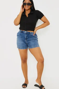 Mid Wash Denim Shorts