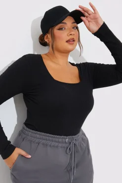 More Sustainable Ribbed Square Neck Bodysuit