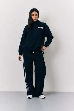 Navy Fits Wide Leg Side Stripe Co-Ord Jogger