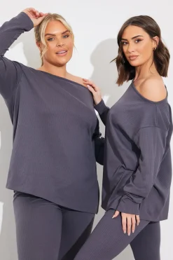 Off The Shoulder Long Sleeve T Shirt And Legging Set