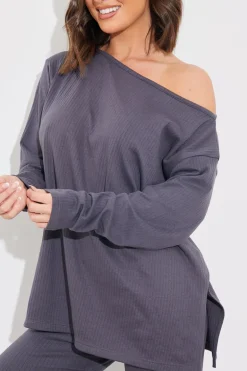 Off The Shoulder Long Sleeve T Shirt And Legging Set