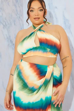 Ombre Halterneck Cut Out Top