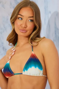 Ombre Print Triangle Halterneck Bikini Top
