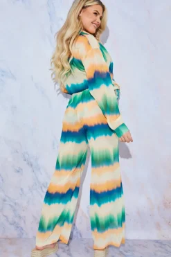 Ombre Wide Leg Elastic Waist Trousers