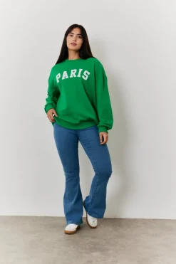 Paris Embroidered Slogan Sweatshirt