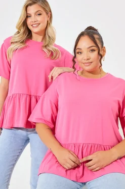 Peplum Hem Dropped Shoulder Tshirt