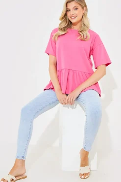 Peplum Hem Dropped Shoulder Tshirt
