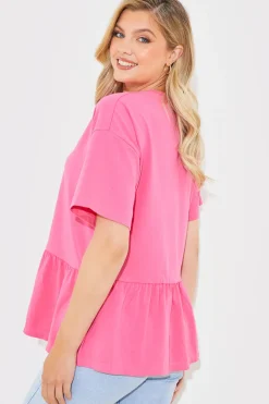 Peplum Hem Dropped Shoulder Tshirt