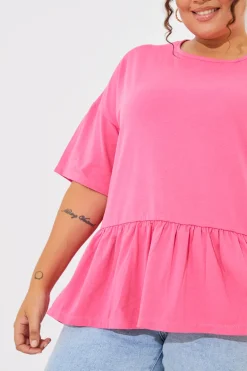 Peplum Hem Dropped Shoulder Tshirt