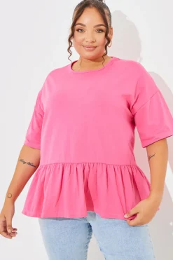 Peplum Hem Dropped Shoulder Tshirt