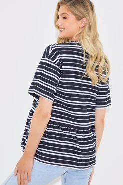 Peplum Hem Dropped Shoulder Tshirt