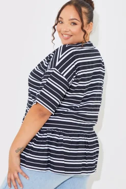 Peplum Hem Dropped Shoulder Tshirt